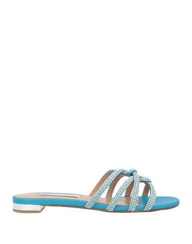 Aquazzura Woman Sandals Turquoise Size 8 Soft Leather In Blue