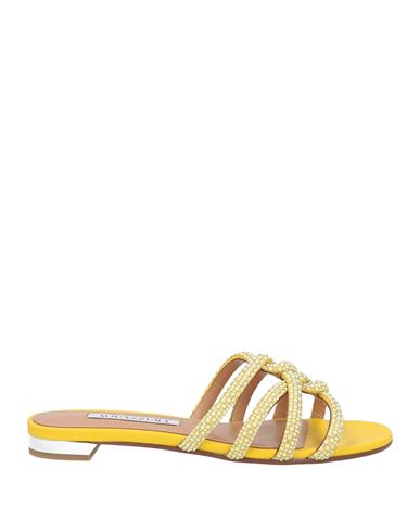 Aquazzura Woman Sandals Yellow Size 8 Soft Leather