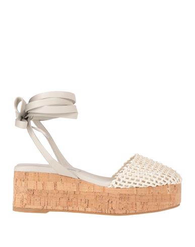 Shop Eqüitare Equitare Woman Mules & Clogs Ivory Size 8 Natural Raffia, Leather In White