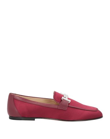 Tod's Woman Loafers Garnet Size 8 Soft Leather, Textile Fibers In Red
