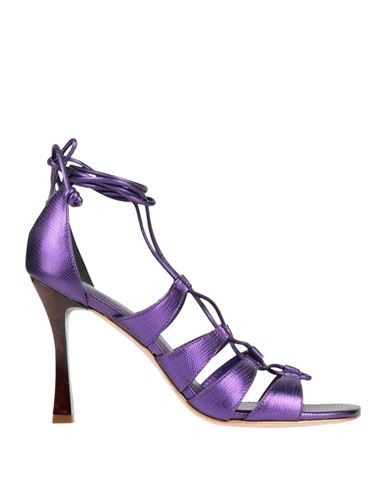 Gold & Rouge Woman Sandals Purple Size 9 Leather