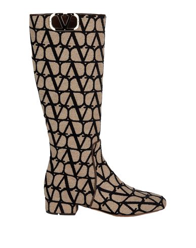 Shop Valentino Garavani Woman Boot Beige Size 8 Textile Fibers