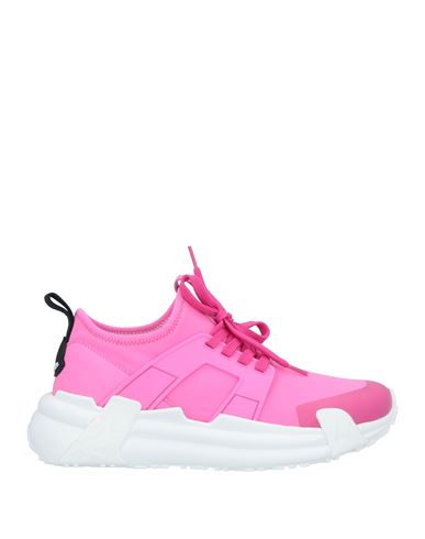 Moncler Woman Sneakers Fuchsia Size 10 Soft Leather, Textile Fibers In Pink