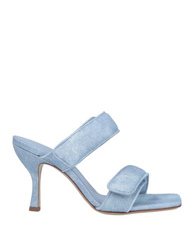 Gia Borghini Woman Sandals Blue Size 8 Textile Fibers, Soft Leather