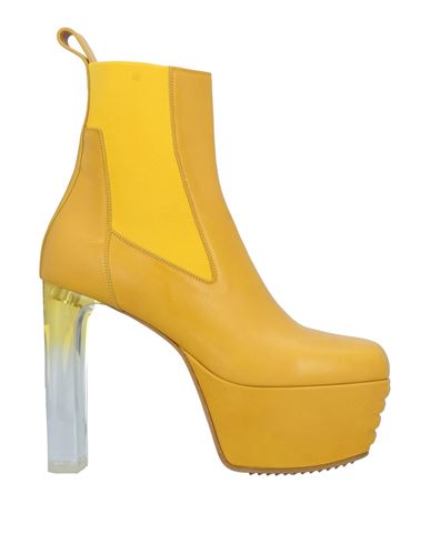 Rick Owens Woman Ankle Boots Yellow Size 11 Leather
