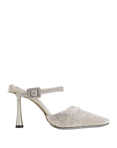 BENEDETTA BRUZZICHES BENEDETTA BRUZZICHES WOMAN MULES & CLOGS SILVER SIZE 7 METAL, LEATHER, TEXTILE FIBERS 