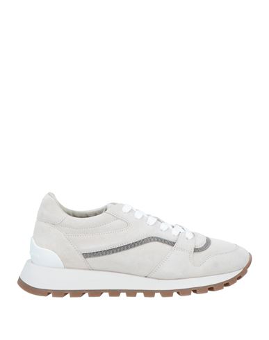 Shop Brunello Cucinelli Woman Sneakers Light Grey Size 8 Soft Leather, Textile Fibers