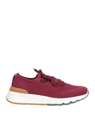 Brunello Cucinelli Man Sneakers Burgundy Size 9 Textile Fibers In Red