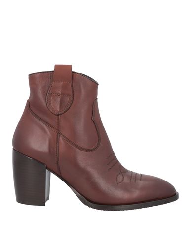 Marco Ferretti Woman Ankle Boots Cocoa Size 10 Leather In Brown