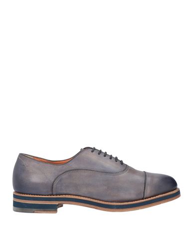 Shop Santoni Man Lace-up Shoes Slate Blue Size 7.5 Leather
