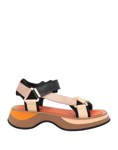 Pertini Woman Sandals Beige Size 9.5 Leather In Black