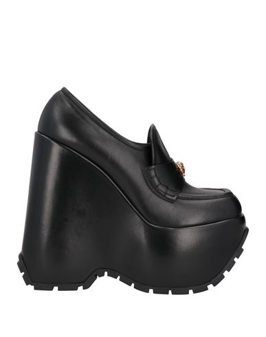 Versace Woman Loafers Black Size 10 Calfskin