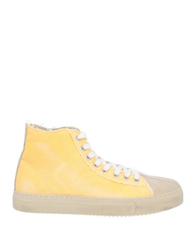 Stw The Vertical Line Woman Sneakers Yellow Size 8 Textile Fibers, Leather