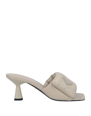 Prada Woman Sandals Beige Size 9.5 Leather In Grey