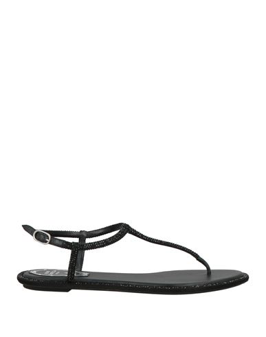 René Caovilla Rene' Caovilla Woman Thong Sandal Black Size 6 Textile Fibers In Black