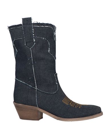 Silk-ó Woman Ankle Boots Blue Size 7 Textile Fibers, Leather