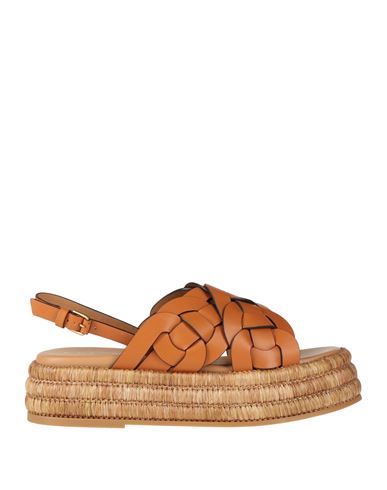 Tod's Woman Sandals Camel Size 8 Leather In Brown