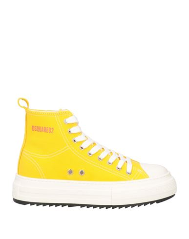 Shop Dsquared2 Woman Sneakers Yellow Size 8 Textile Fibers