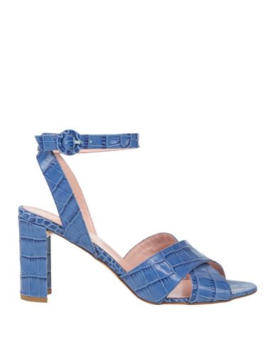 Anna F. Woman Sandals Blue Size 10 Leather