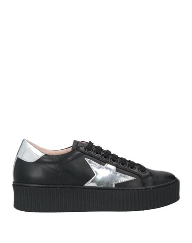 Nenette Woman Sneakers Black Size 8 Leather, Textile Fibers