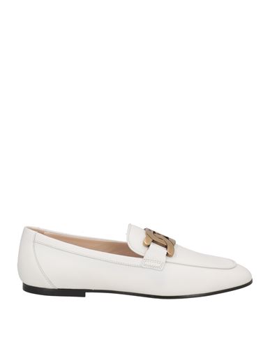 TOD'S TOD'S WOMAN LOAFERS OFF WHITE SIZE 8 LEATHER