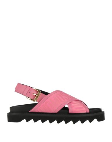 Moschino Woman Sandals Pink Size 7 Textile Fibers, Leather