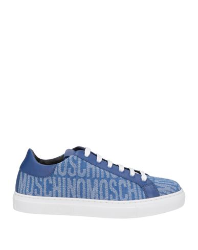 Moschino Woman Sneakers Blue Size 8 Textile Fibers, Leather In Blue