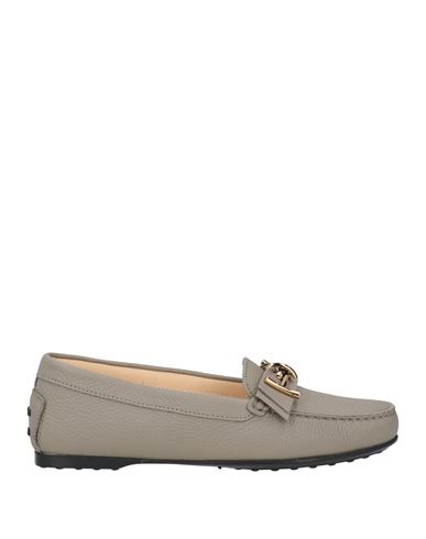 TOD'S TOD'S WOMAN LOAFERS GREY SIZE 6.5 LEATHER 