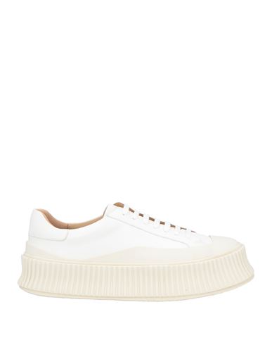 Jil Sander Woman Sneakers Ivory Size 11 Leather In White