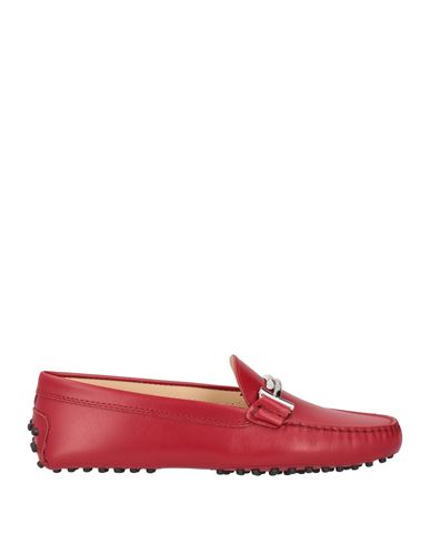 TOD'S TOD'S WOMAN LOAFERS RED SIZE 7.5 LEATHER 