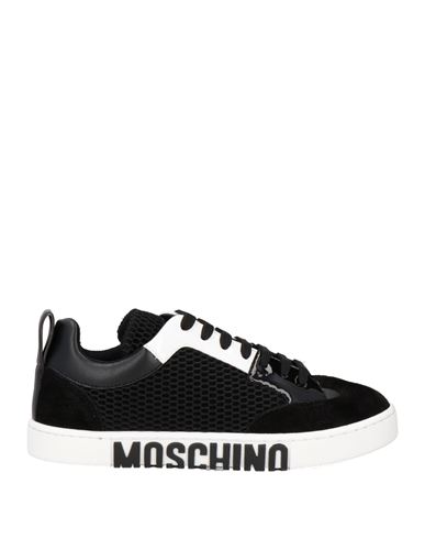 Moschino Woman Sneakers Black Size 7 Textile Fibers, Leather