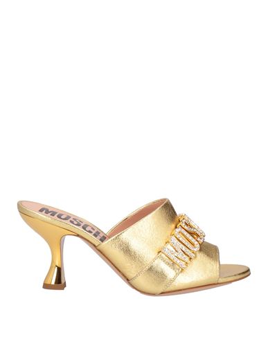 Moschino Woman Sandals Gold Size 11 Leather