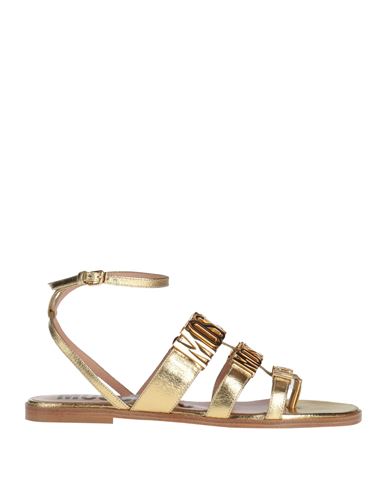 Moschino Woman Sandals Gold Size 11 Calfskin