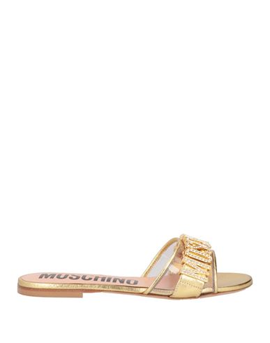 Shop Moschino Woman Sandals Gold Size 8 Leather, Pvc - Polyvinyl Chloride