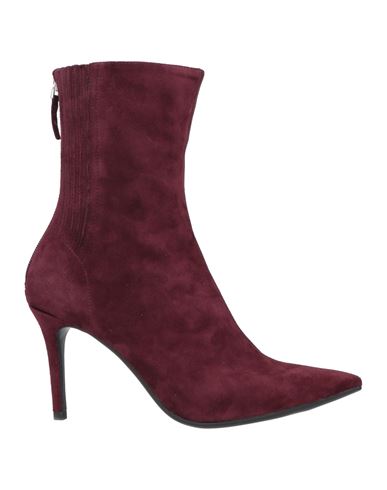 Lola Cruz Woman Ankle Boots Burgundy Size 8 Leather In Red