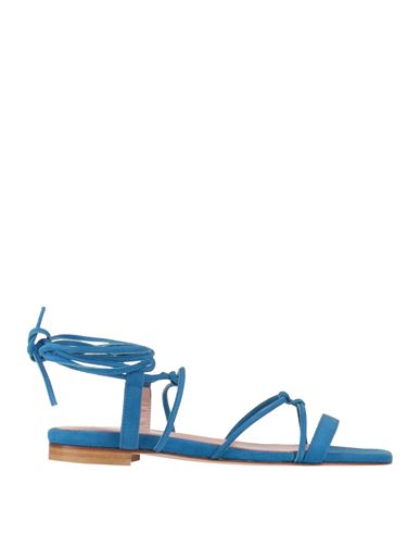 Shop B. Immagine Woman Sandals Azure Size 7 Leather In Blue