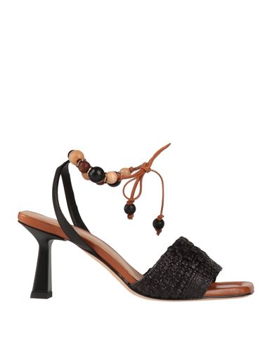 Mirtilla Woman Sandals Black Size 6 Leather, Textile Fibers