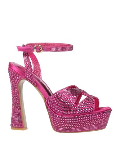 Luciano Barachini Woman Sandals Fuchsia Size 9 Textile Fibers In Pink
