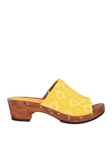 I Daf Woman Mules & Clogs Yellow Size 8 Textile Fibers