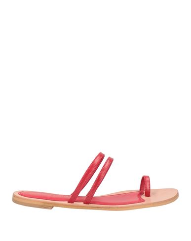Claudio Cutuli Woman Thong Sandal Red Size 11 Leather