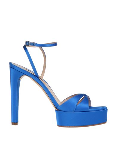 Casadei Woman Sandals Bright Blue Size 10 Textile Fibers