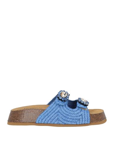 Shop Mariuccia Woman Sandals Light Blue Size 8 Textile Fibers