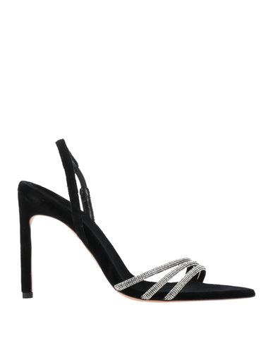 Bettina Vermillon Woman Sandals Black Size 7.5 Textile Fibers, Leather In Black