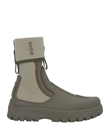 Shop Dior Homme Man Ankle Boots Khaki Size 8.5 Textile Fibers In Beige