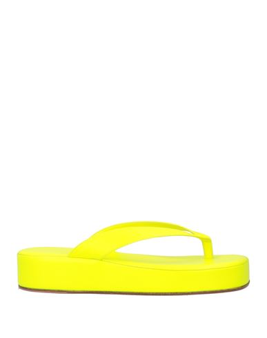 Shop Amina Muaddi Woman Thong Sandal Yellow Size 8 Leather