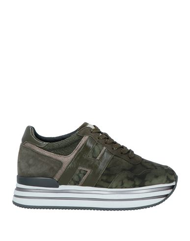 Hogan Woman Sneakers Military Green Size 10 Leather