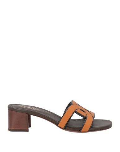 Tod's Woman Sandals Tan Size 5.5 Calfskin In Brown