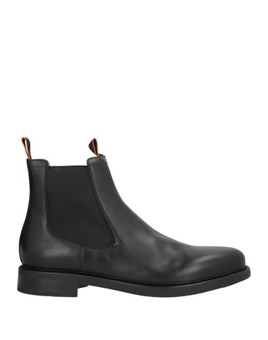 Santoni Man Ankle Boots Black Size 12 Leather In Black