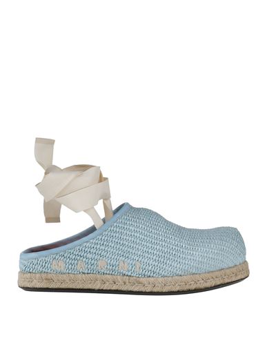 Marni Raffia Lace-up Sabot Slippers In Blue