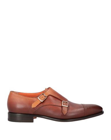 Santoni Man Loafers Tan Size 7 Leather In Brown